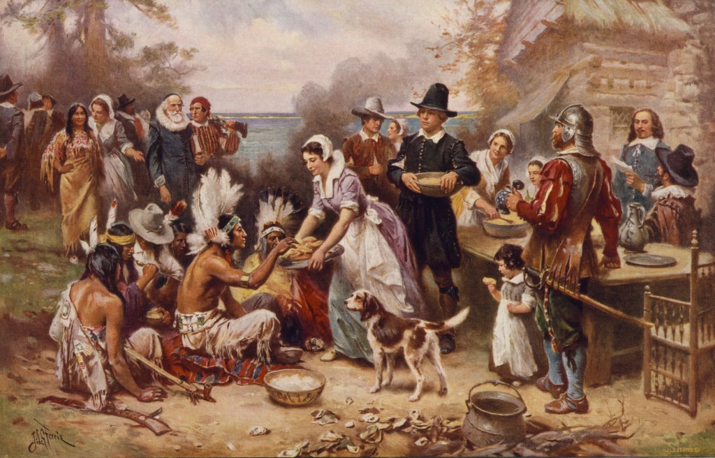 the first thanksgiving with pilgrims and wampanog tribe