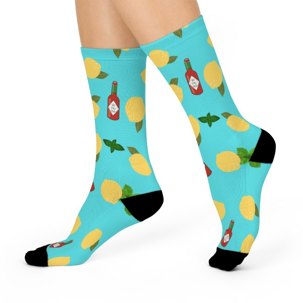 "Zesty Step" Fun Socks for Everyone - Lemon, Hot Sauce & Basil - Image 2