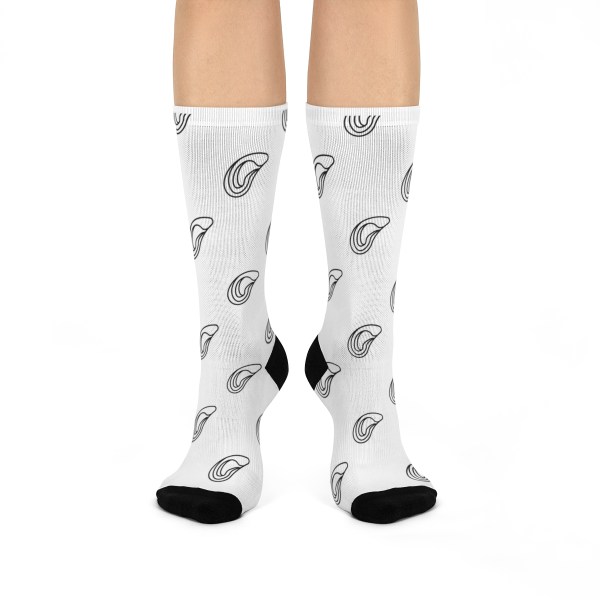 hand drawn oyster-themed unique fun socks