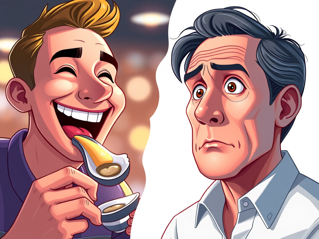 "Ethical debate about eating oysters, represented by two individuals with opposing views&mdash;one supporting it due to lack of pain perception, and another questioning ethical concerns."

