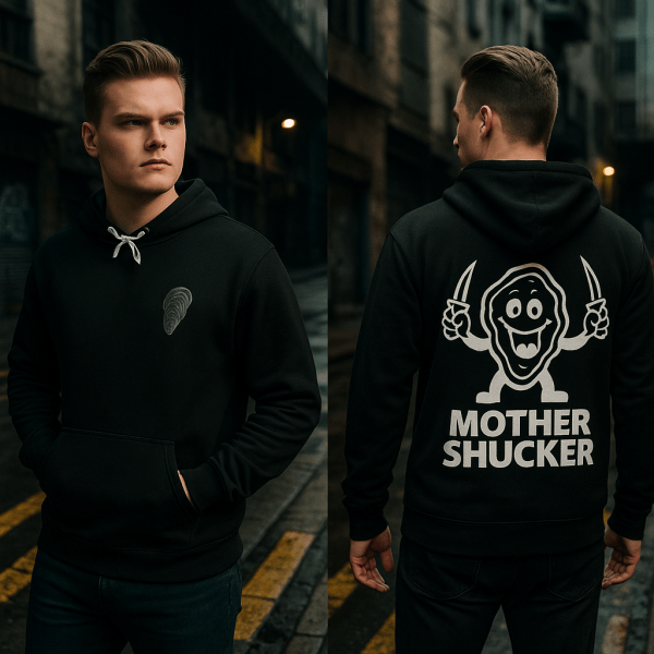 Mother Shucker Black Hoodie – Oyster Shucking Unisex Hoodie — view 3