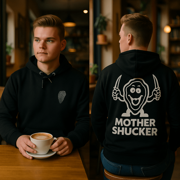 Mother Shucker Black Hoodie – Oyster Shucking Unisex Hoodie — view 2