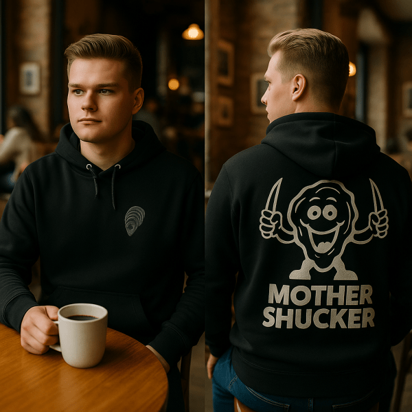 Mother Shucker Black Hoodie – Oyster Shucking Unisex Hoodie — view 1