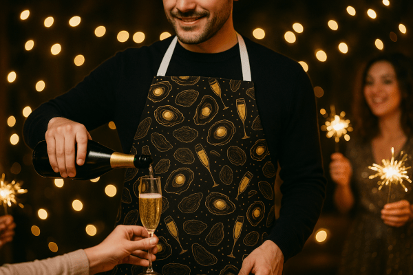 Oyster New Year Premium Twill Apron – Chef-Grade Oyster Apron with Elegant Design - Image 4