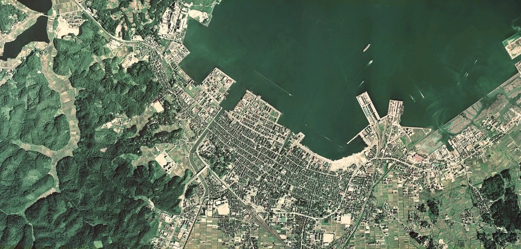 nanao city and bay aerial view